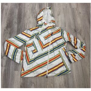 B‎ by Burton Khalo Pullove Womens Multi Stripe Hooded Windbreaker Size Large